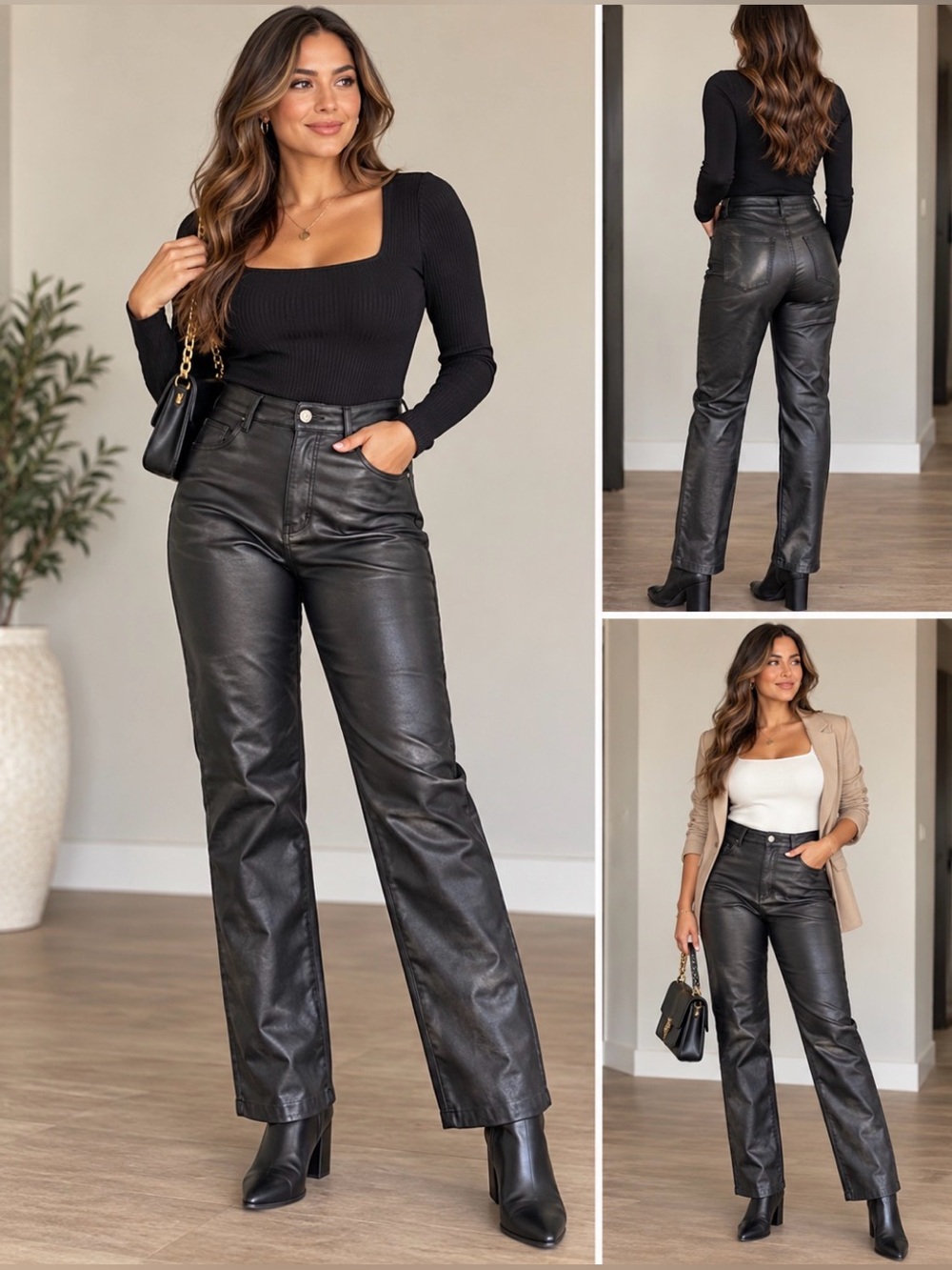 Wilfred Black Faux Leather Straight-Leg Jeans Size 4